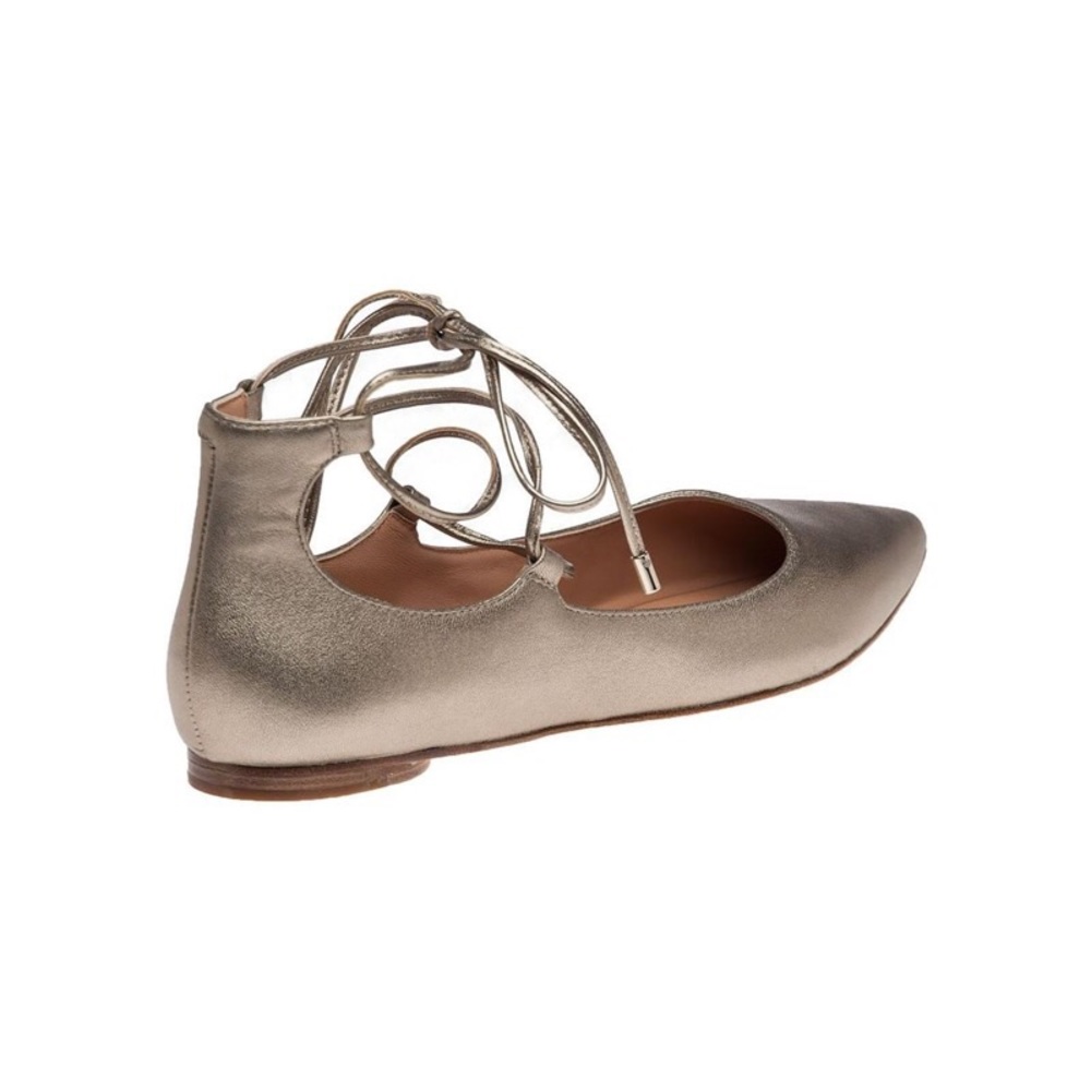 Sigerson Morrison Metallic Gold Lace Up Flats - Picture 3 of 7